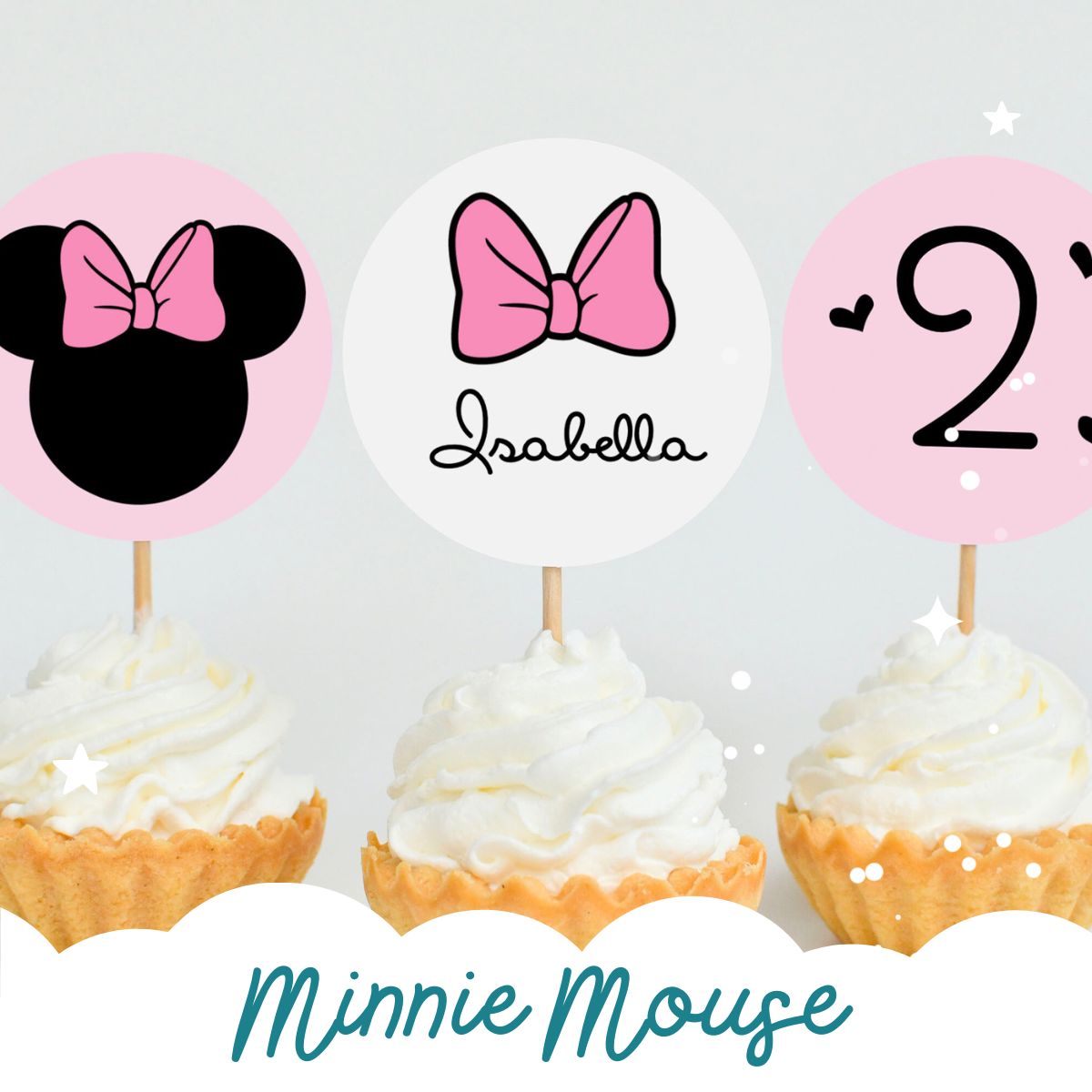 Printable MINNIE MOUSE Pink Birthday Cake Toppers. Party -  Portugal