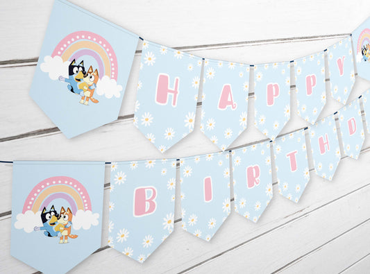 bluey and bingo bunting banner birthday decoration
