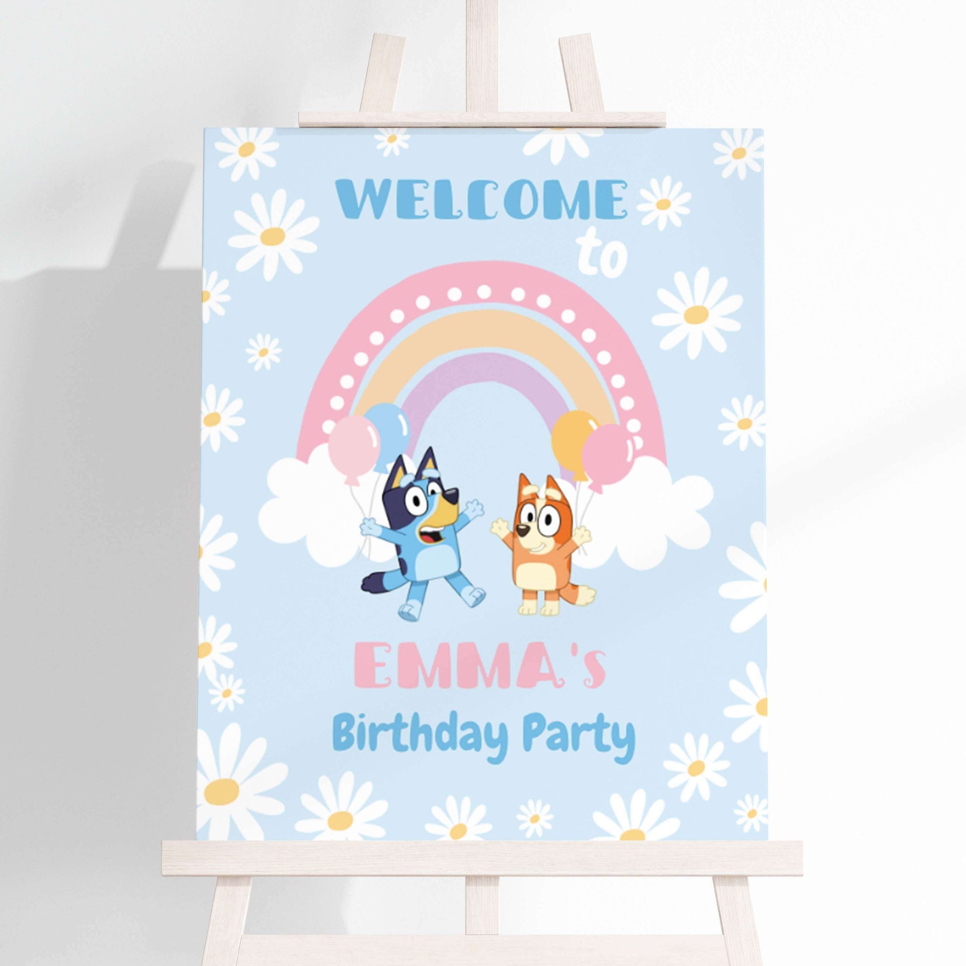 bluey and bingo welcome sign, bluey editable sign, personalized party printables