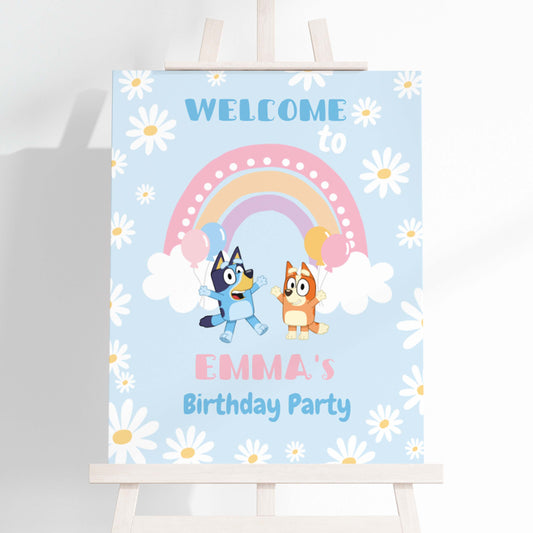 bluey and bingo welcome sign, bluey editable sign, personalized party printables