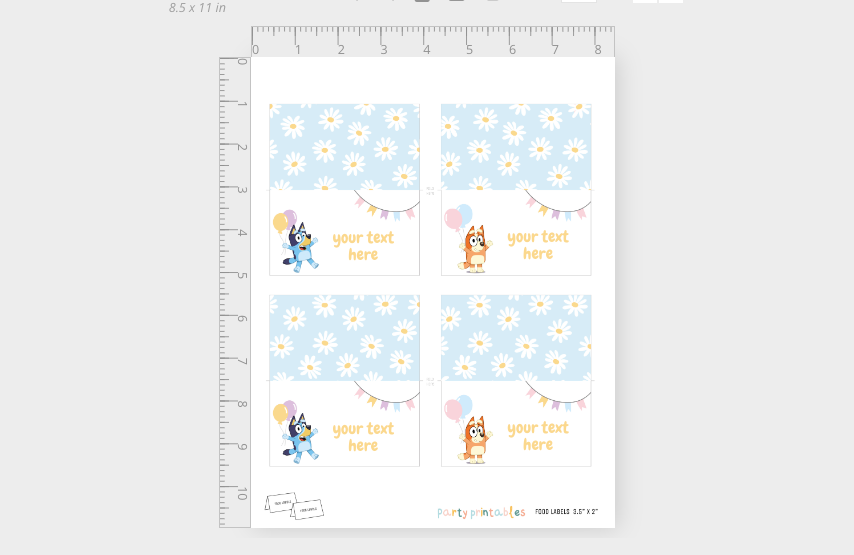 Bluey and Bingo Daisy Food Labels ★ Instant Download | Editable Text