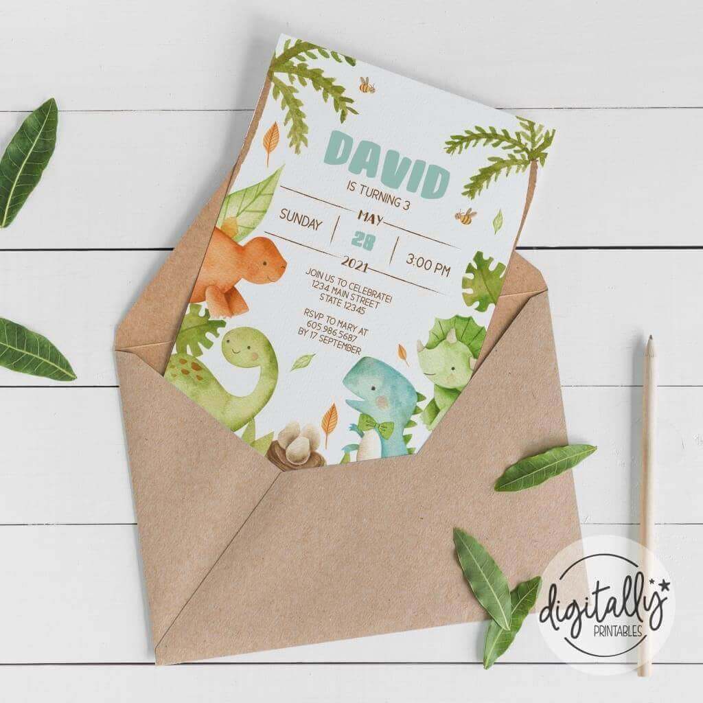Baby Dinosaurs Party Invitation ★ Instant Download | Editable Text - Digitally Printables