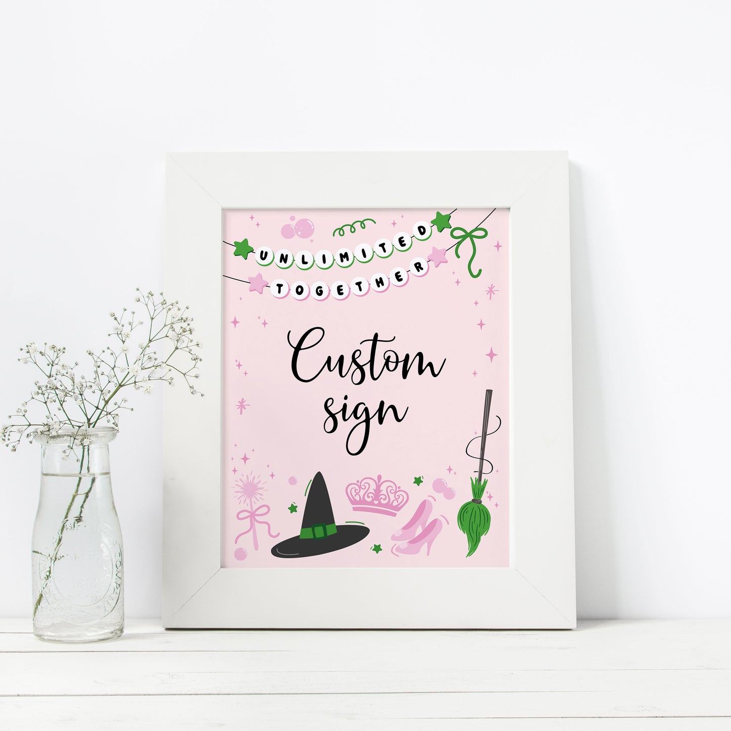 Magical Witch Table Sign | Pink Backgroud | Instant Download
