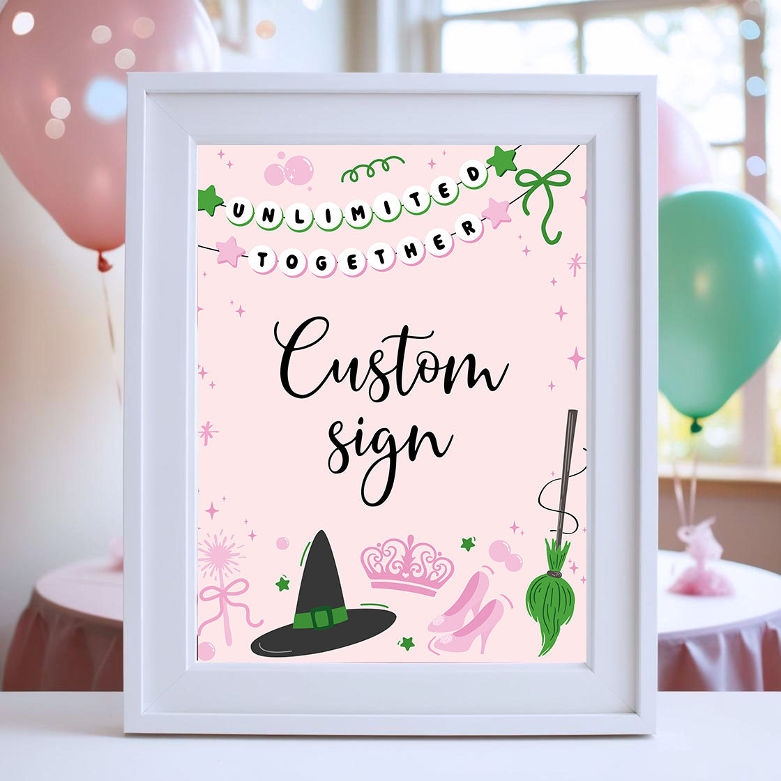 Magical Witch Table Sign | Pink Backgroud | Instant Download