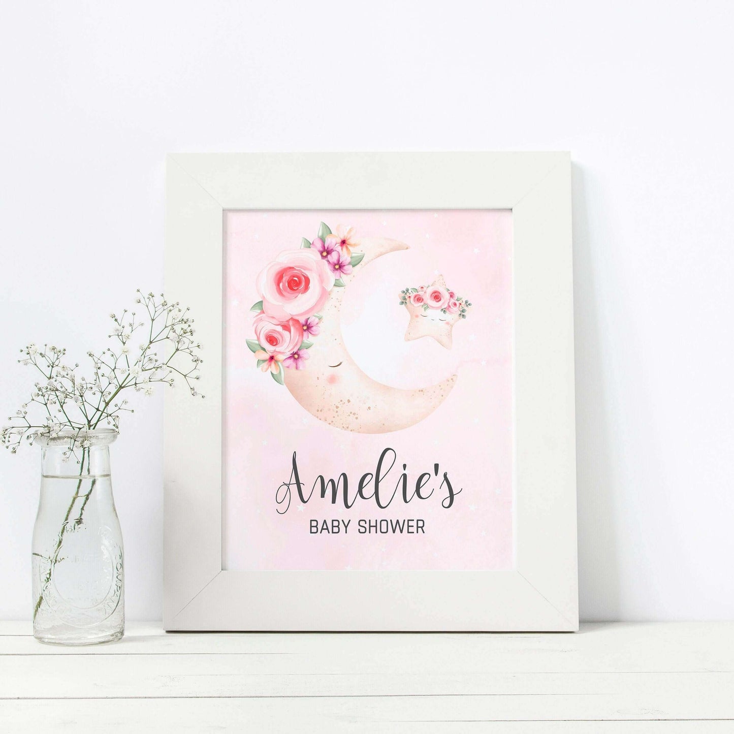 Editable Moon and Star Baby Shower Table Sign - Digitally Printables