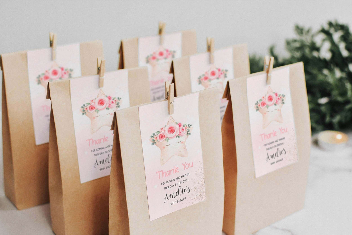 Editable Moon, Stars & Flowers Thank You Tag ★ Instant Download | Editable Text - Digitally Printables