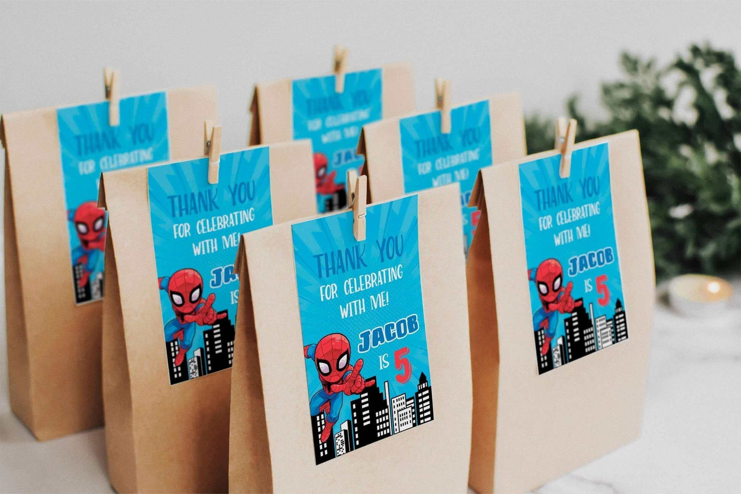 Editable Spider Man Favor Labels Spider Man Birthday Party Favors Spider Man Thank You Tags Printables REF019 - Digitally Printables