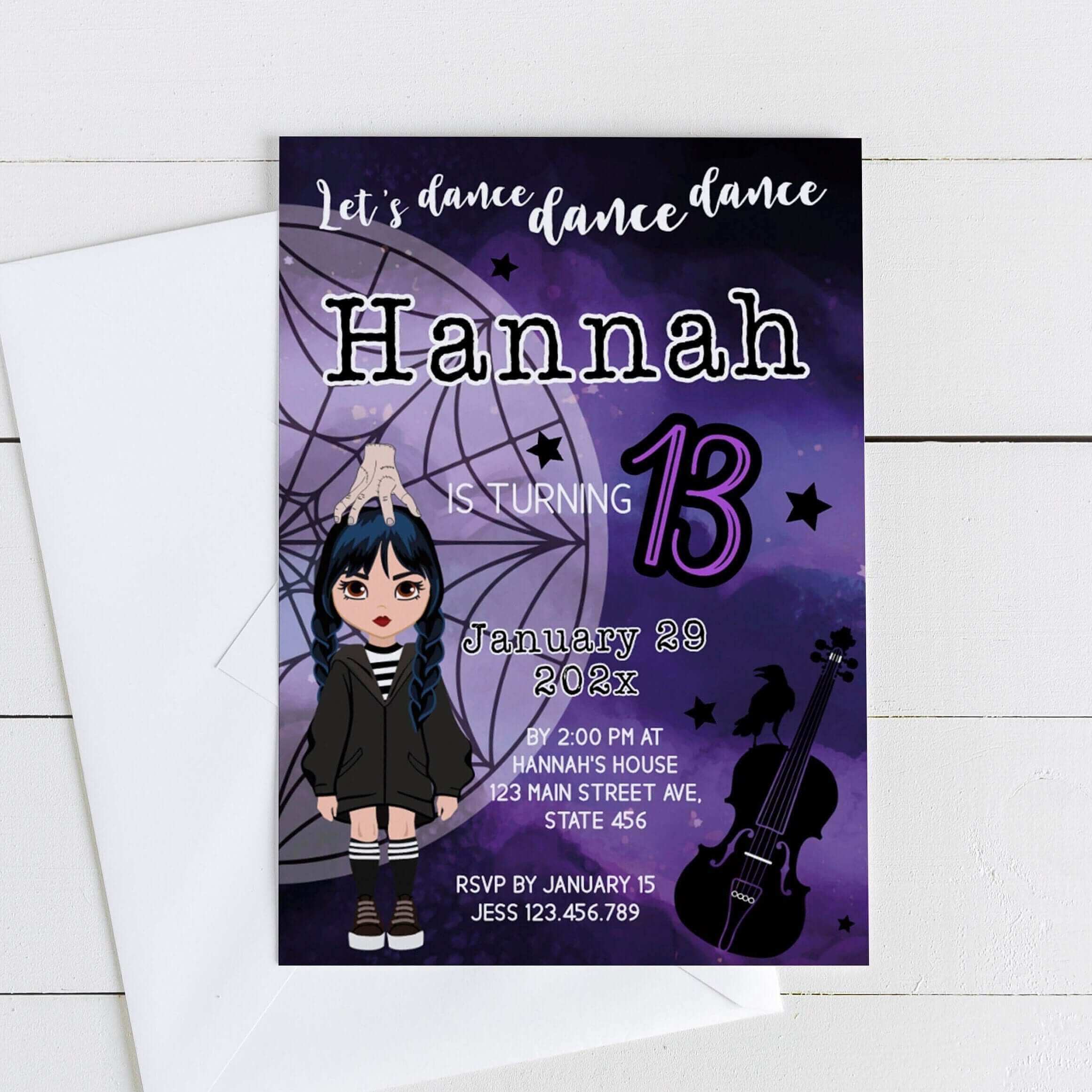 Editable Wednesday Addams and Enid Birthday Invitation ★ Instant Downl Editable Wednesday Addams and Enid Birthday Invitation ★ Instant Downl