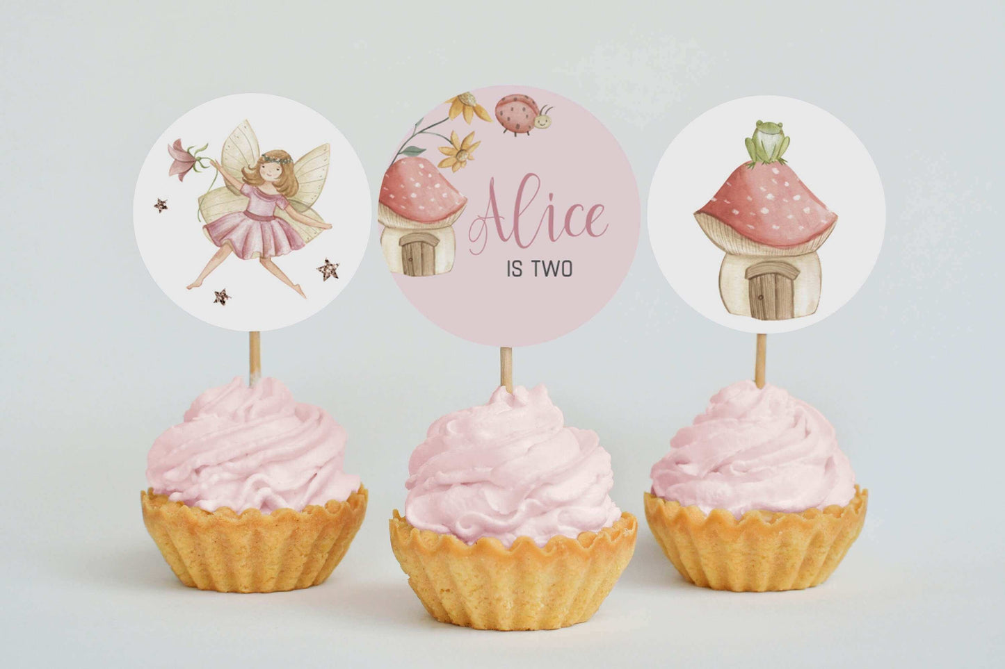 Editable Wildflower Fairies Cupcake Toppers, Printable Fairy Birthday Party Decorations, Wildflower Cupcakes Tags REF017 - Digitally Printables