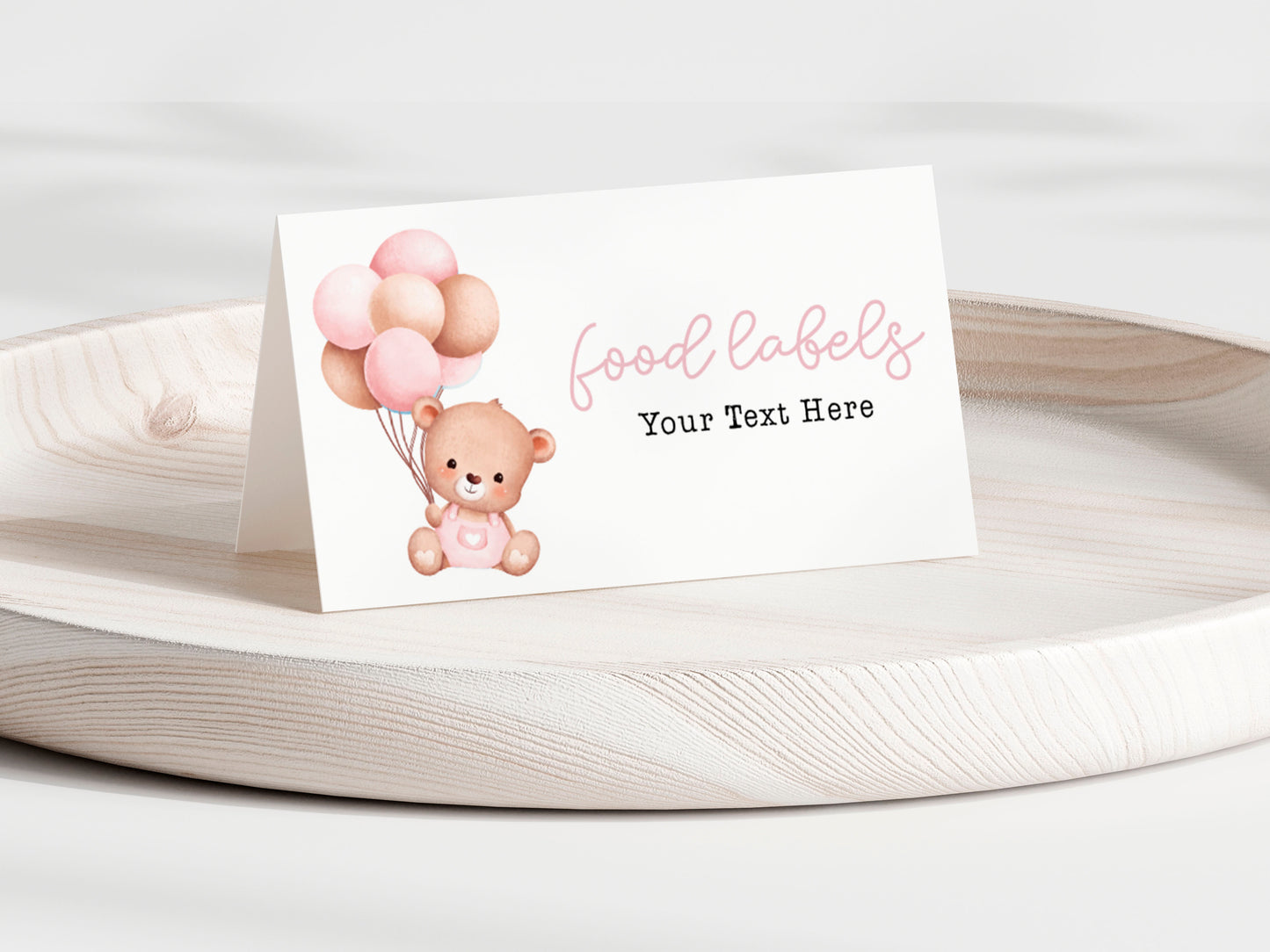 Little Bear Food Labels | Pink ★ Instant Download | Editable