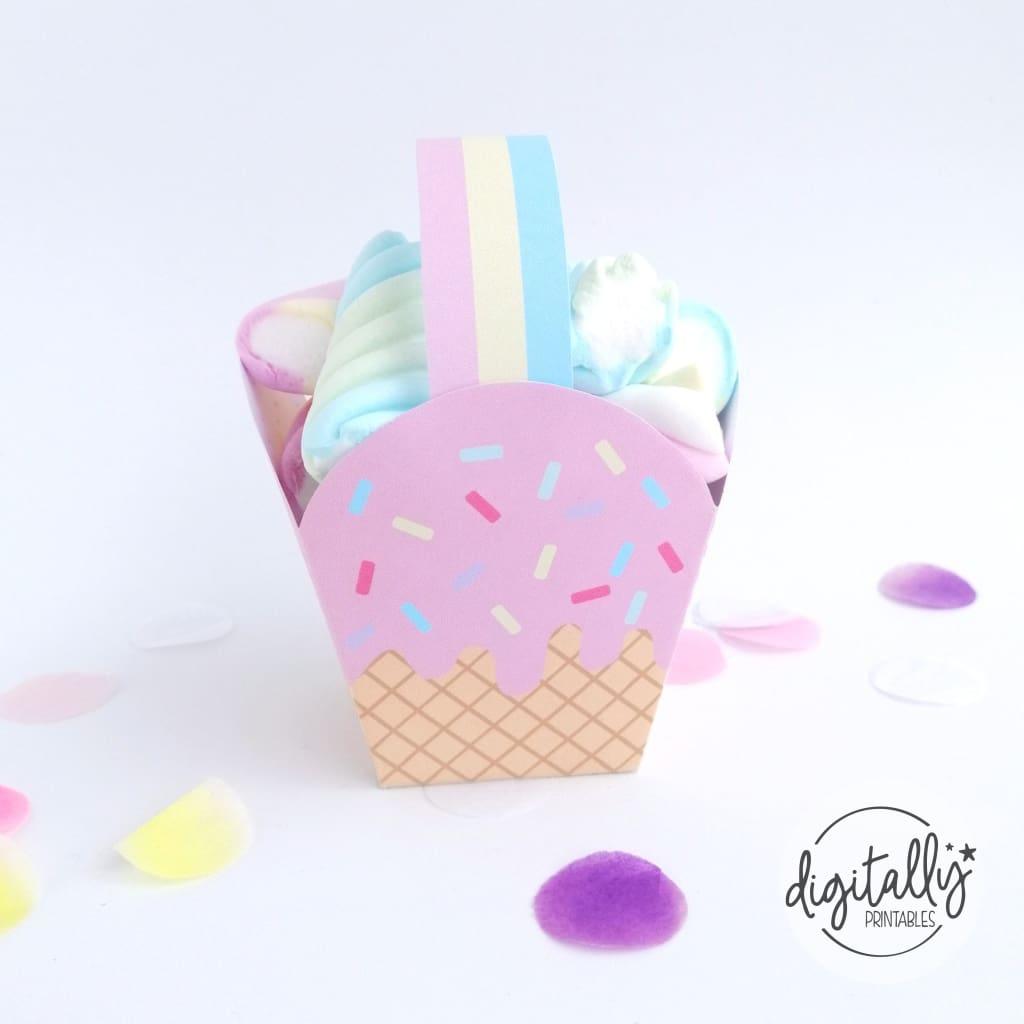 Ice Cream Treat Basket Instant Download Favor Boxes