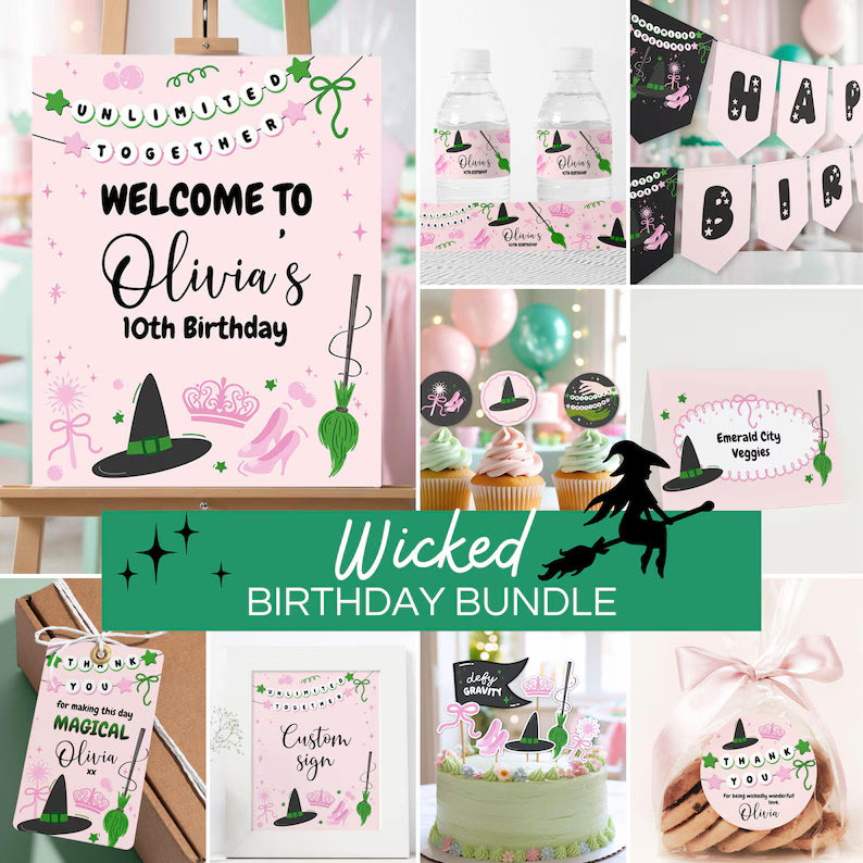Magical Witch Birthday Bundle| Pink Set | Instant Download
