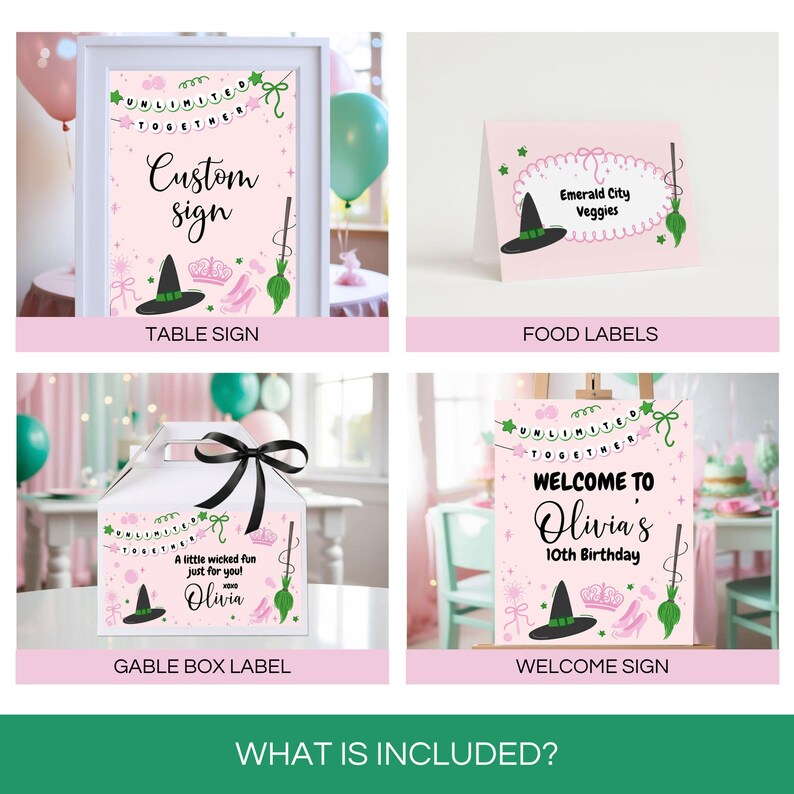 Magical Witch Birthday Bundle| Pink Set | Instant Download