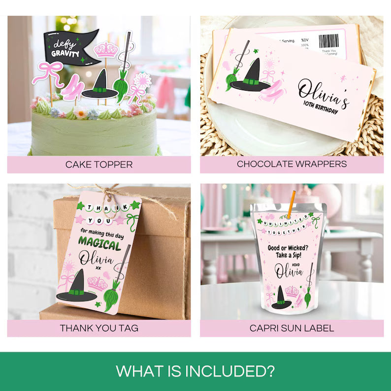 Magical Witch Birthday Bundle| Pink Set | Instant Download