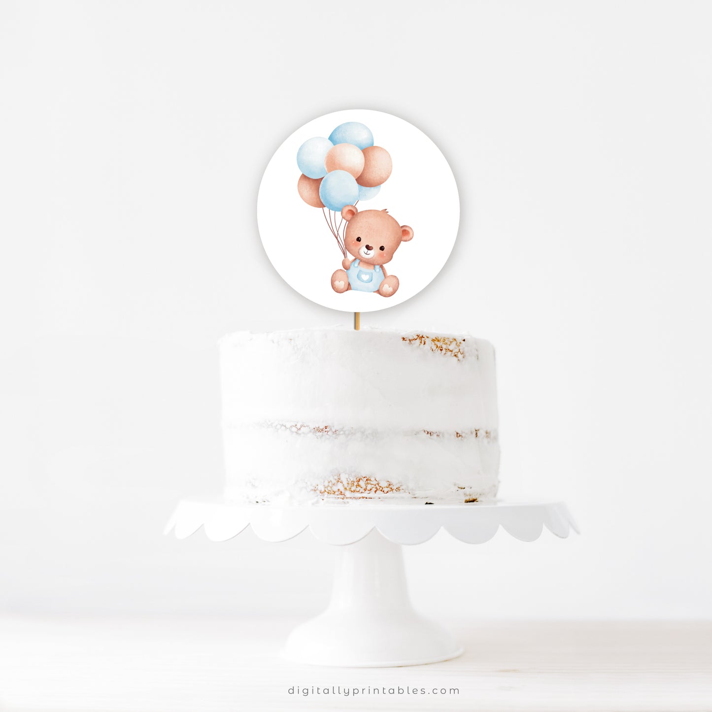 Little Bear Cake Toppers| Blue ★ Instant Download | Editable Text