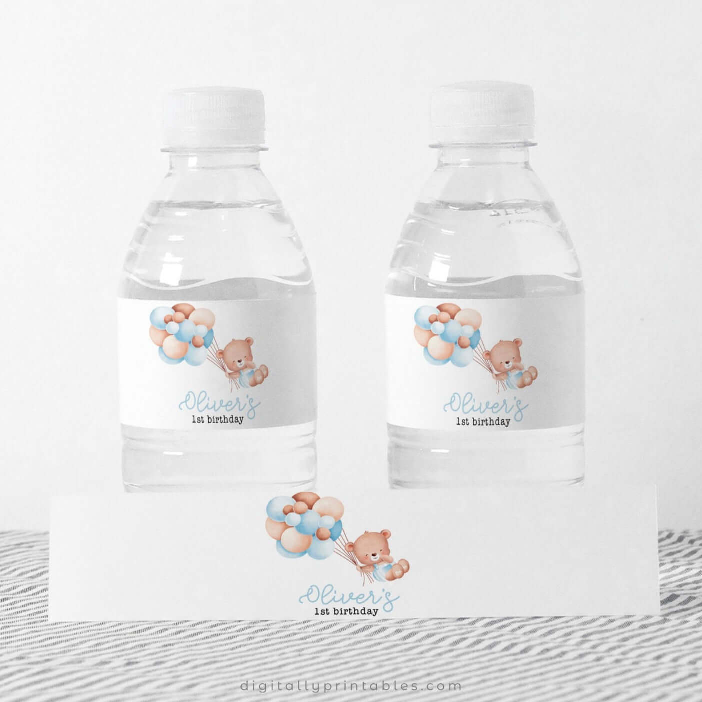 little bear bottle labels first birthday or baby shower