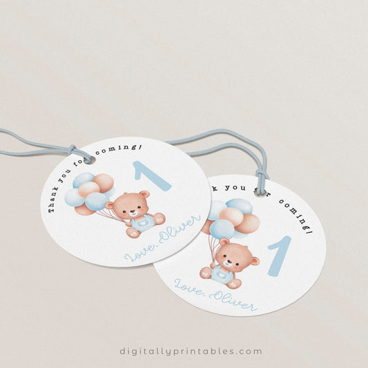baby bear round favor tags