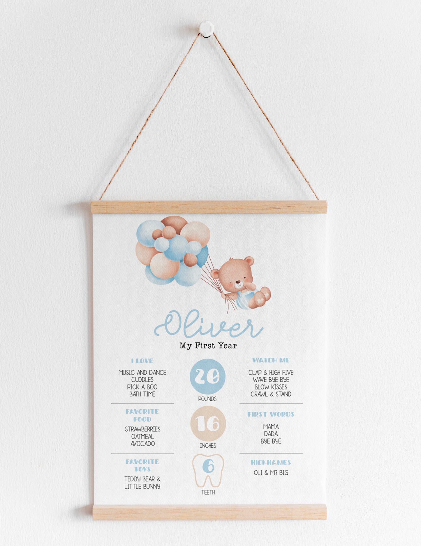 beary first birthday party milestones sign