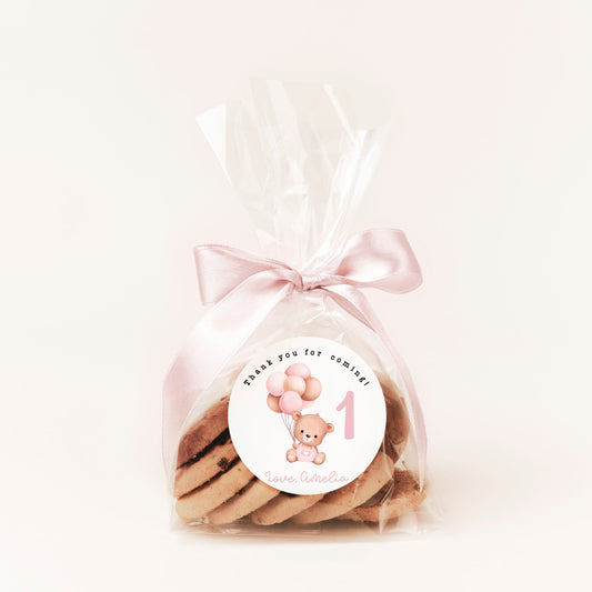 Little bear party favors circle birthday favor tags