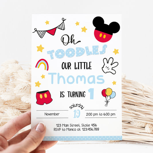 Oh Toodles Mickey Mouse Invitation ★ Instant Download | Editable Text