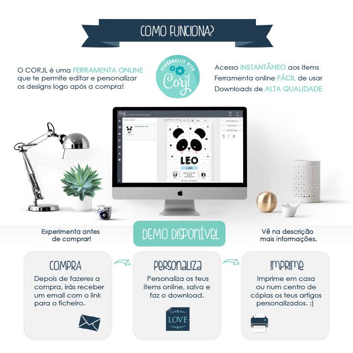 Panda Birthday Invitation | Blue ★ Instant Download | Editable Text - Digitally Printables