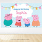 Peppa Pig & Family Backdrop | Baby Blue Background ★ Instant Download | Editable Text - Digitally Printables