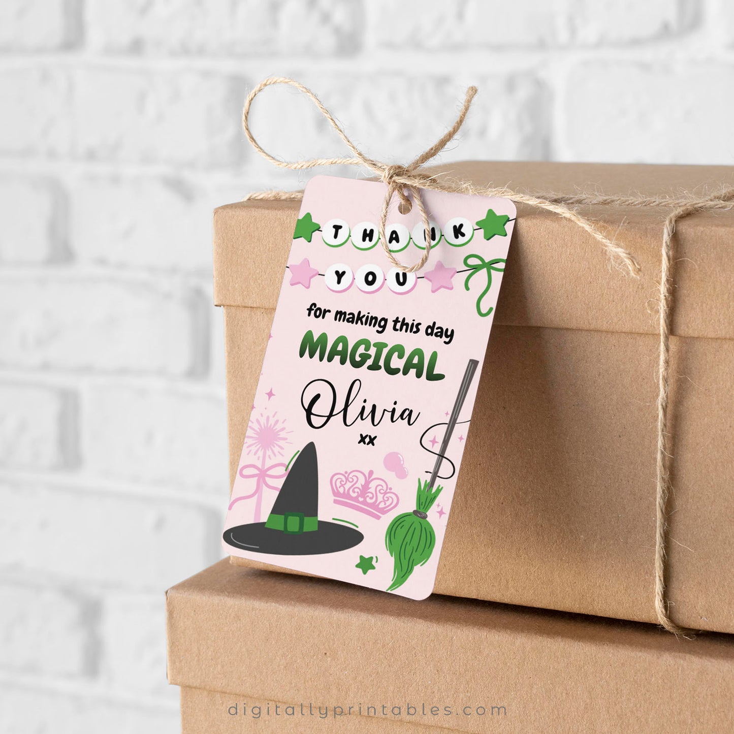 Magical Witch Thank You Tag | Pink Background | Instant Download