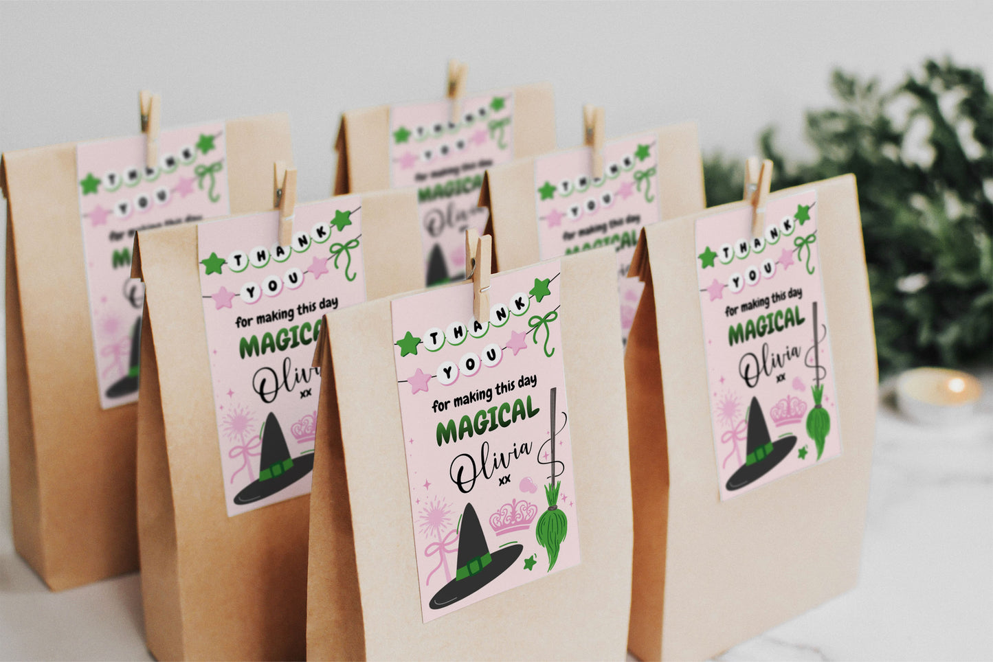 Magical Witch Thank You Tag | Pink Background | Instant Download