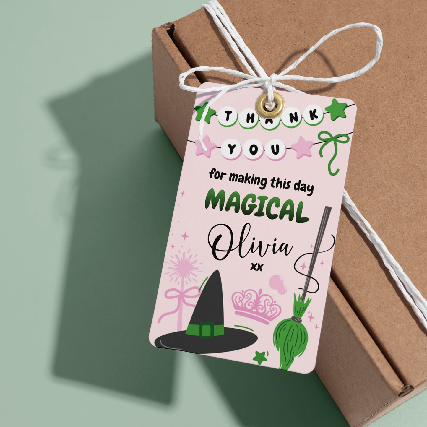 Magical Witch Thank You Tag | Pink Background | Instant Download