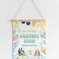 Bluey y Bingo Daisies Table Sign Blue ★ Descarga instantánea | Texto editable