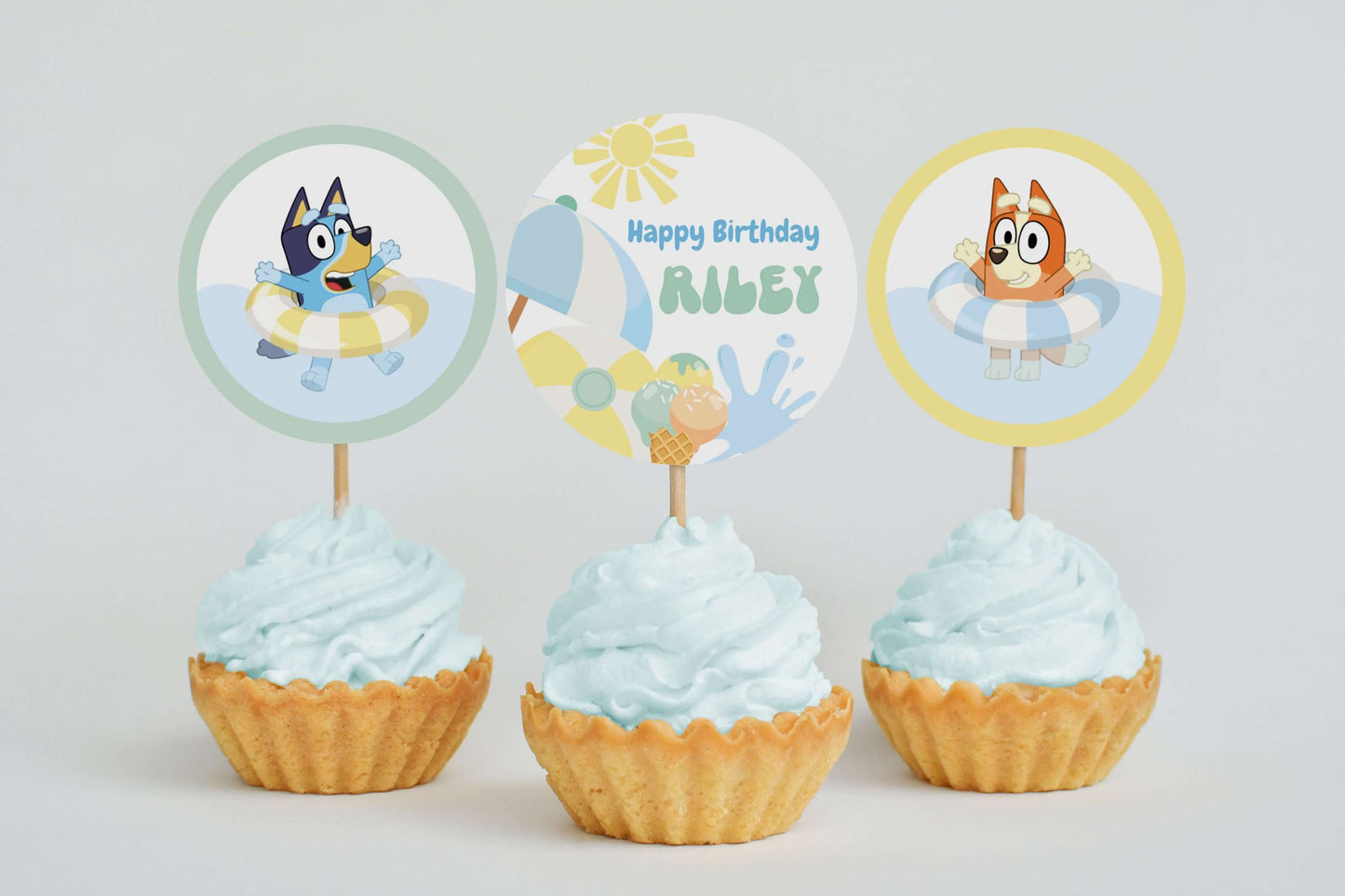 Editable Bluey and Bingo Pool Party Birthday Bundle | Instant Download