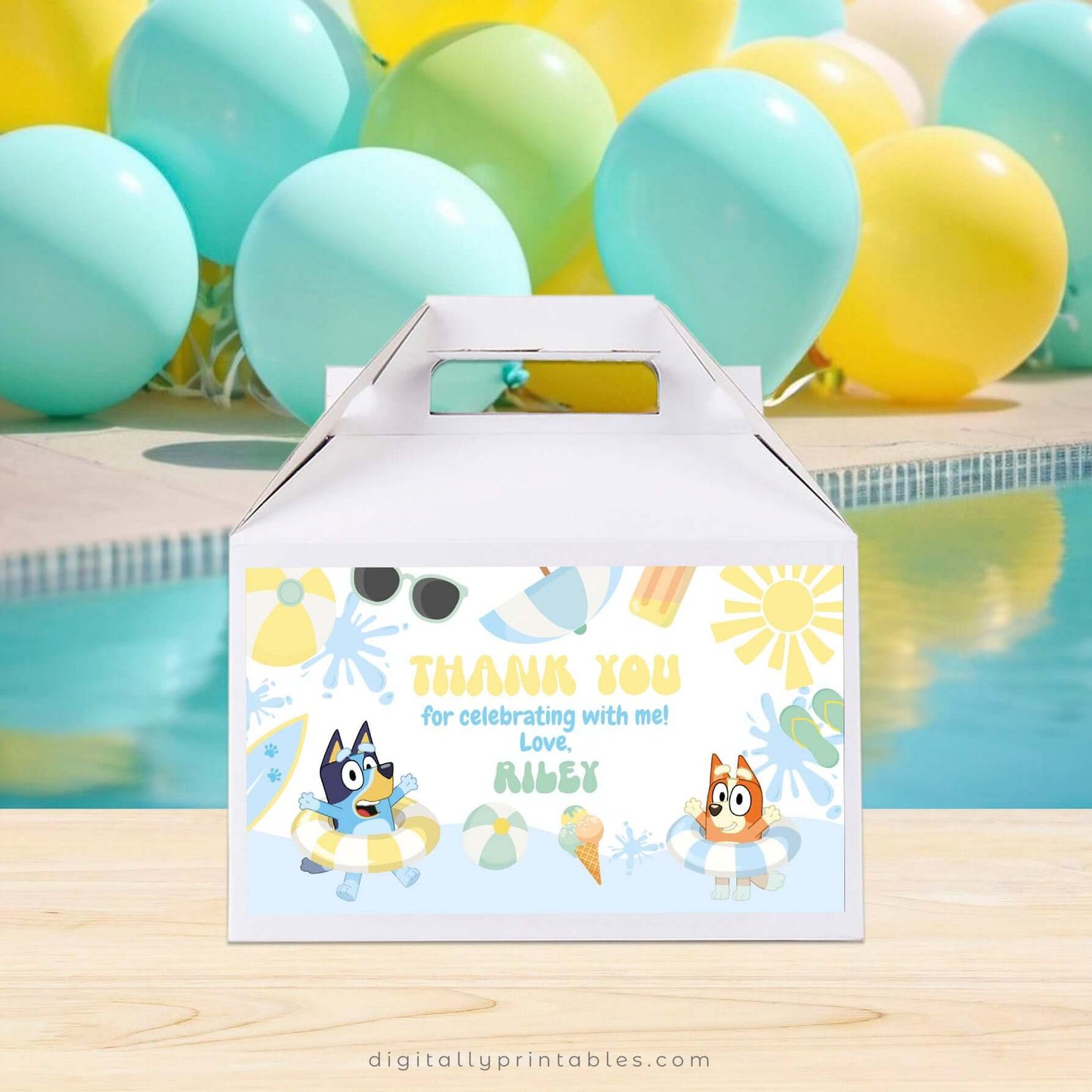 Editable Bluey and Bingo Pool Party Birthday Bundle | Instant Download