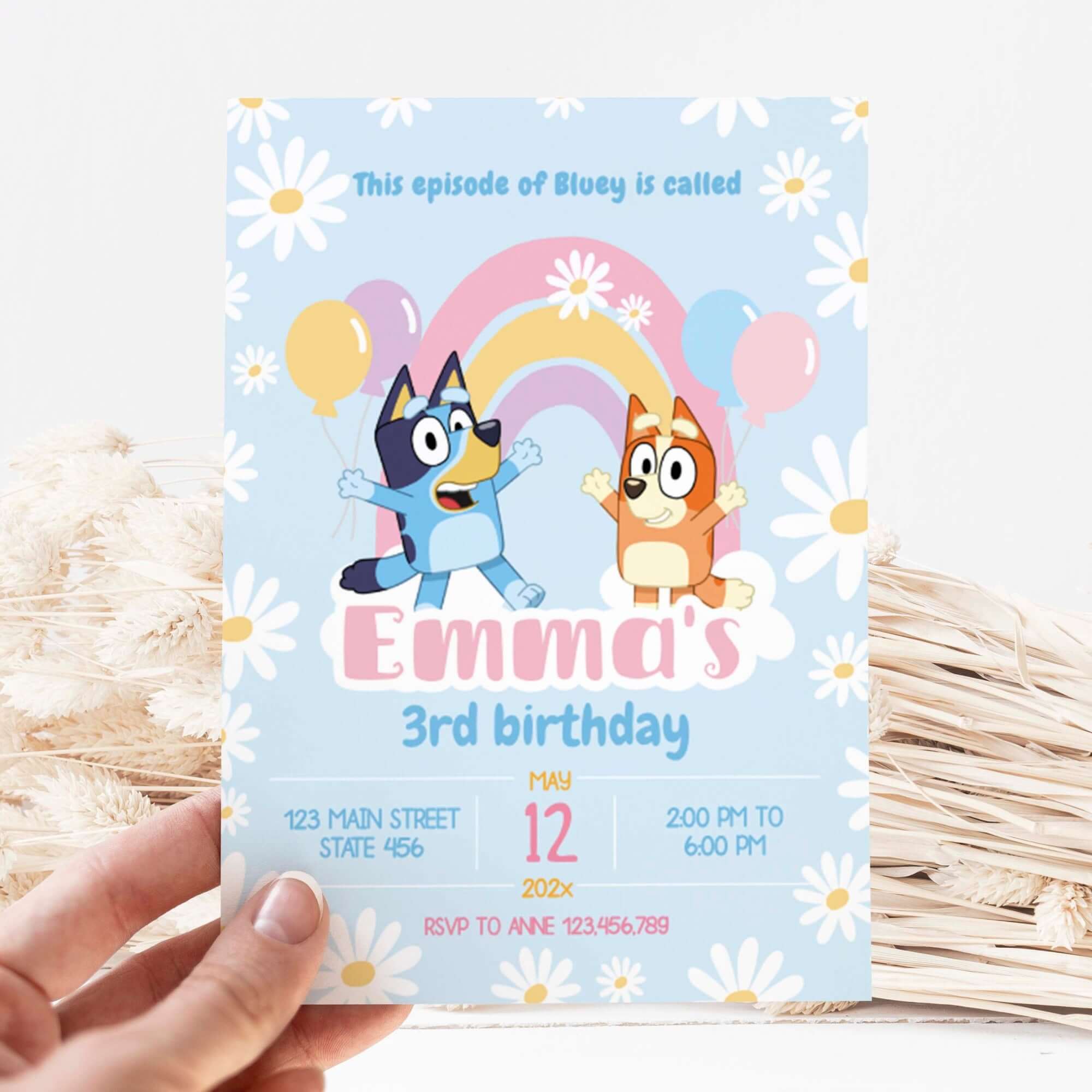 Bluey and Bingo Invitation Blue ★ Instant Download | Editable Text