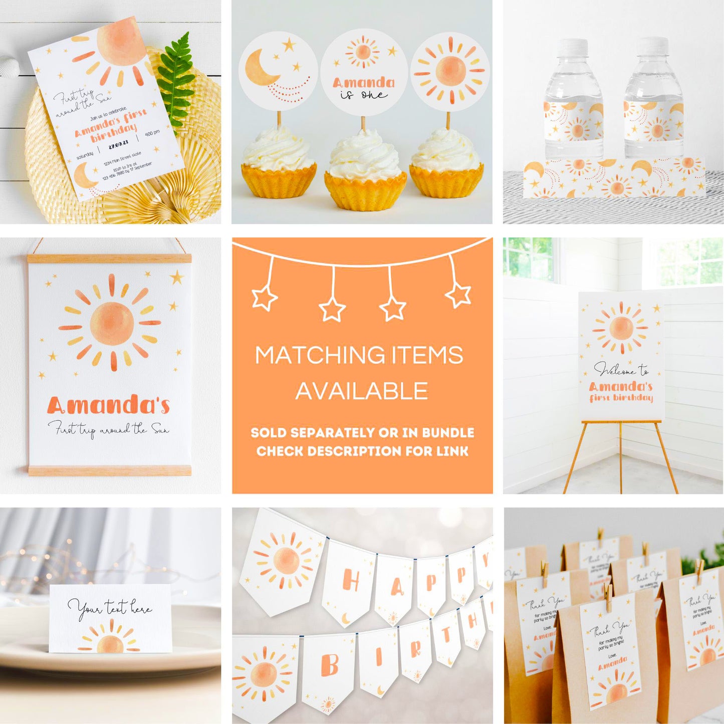 First Trip Around The Sun Bottle Labels | Instant Download