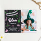 Magical Witch Photo Invitation | Black Background ★ Instant Download | Editable Text