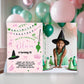 Magical Witch Photo Invitation | Pink Background ★ Instant Download | Editable Text