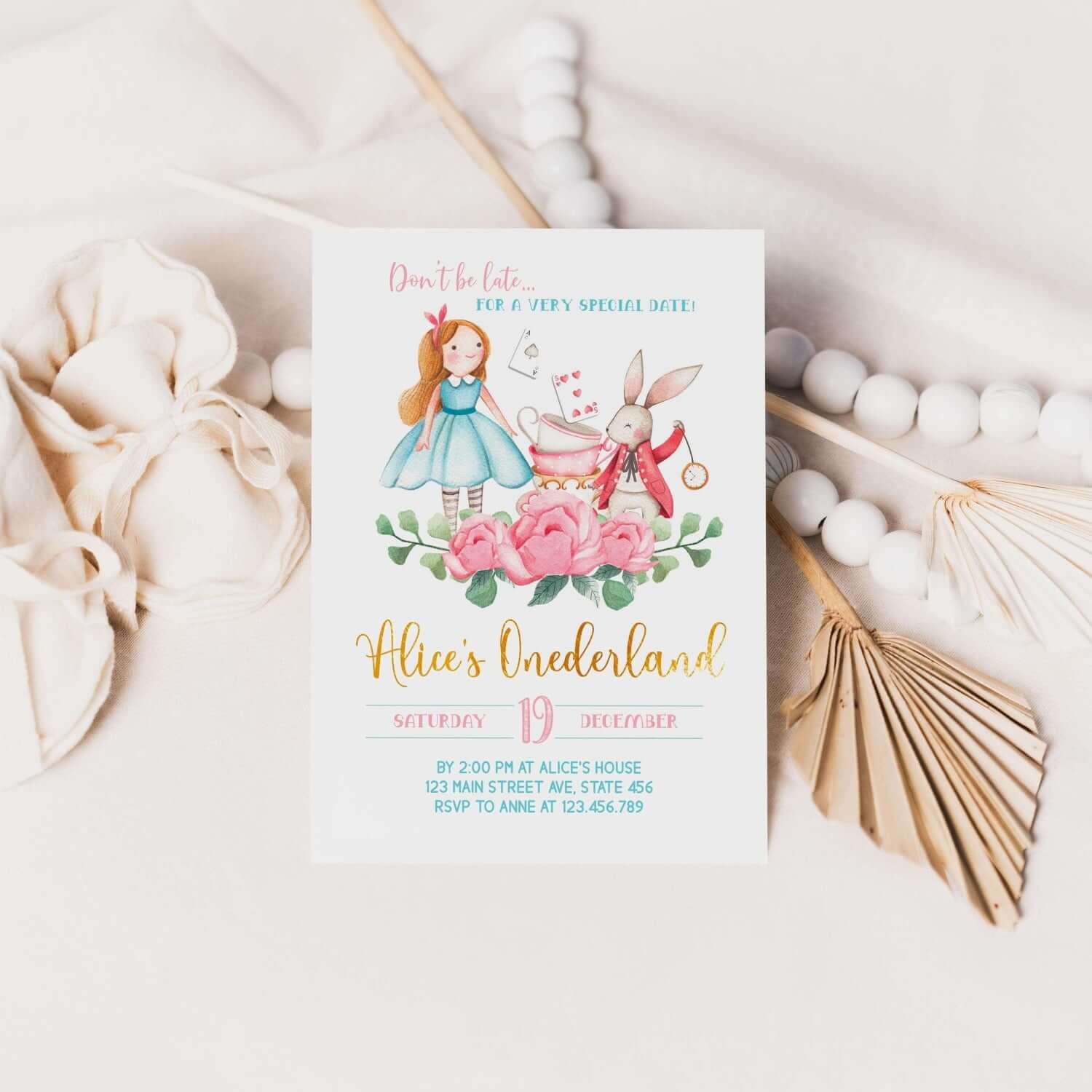 Alice in Wonderland Birthday Bundle ★ Instant Download | Editable Text - Digitally Printables