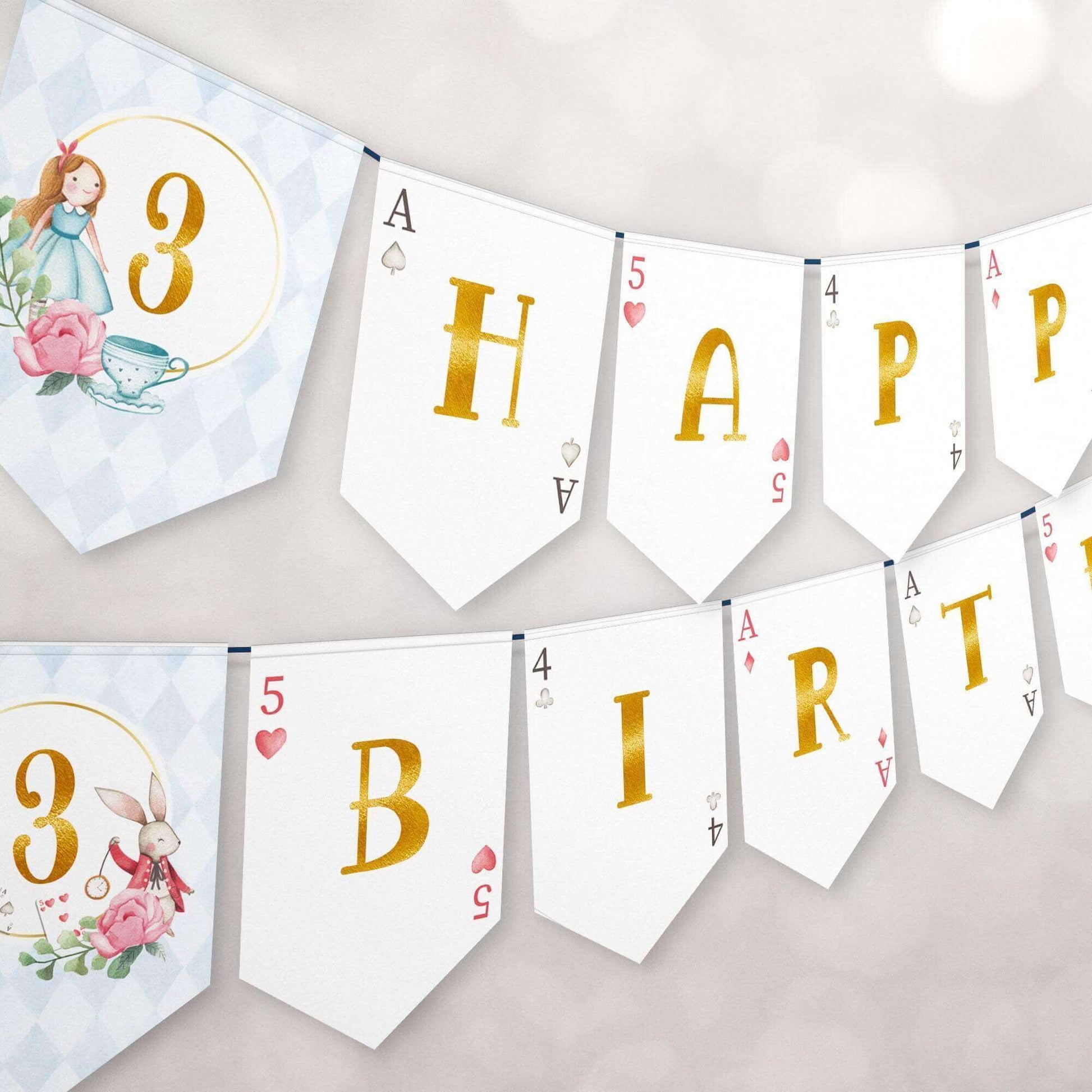 Alice in Wonderland Bunting Banner ★ Instant Download | Editable Text - Digitally Printables