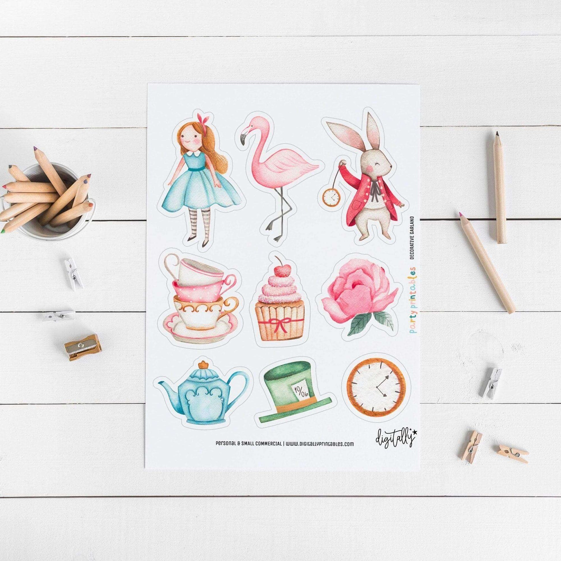 alice-in-wonderland-cake-toppers-instant-download for Alice In Wonderland Cupcake Toppers Free Printable Alice in Wonderland Cake Toppers ☆ Instant Download for Alice In Wonderland Cupcake Toppers Free Printable
