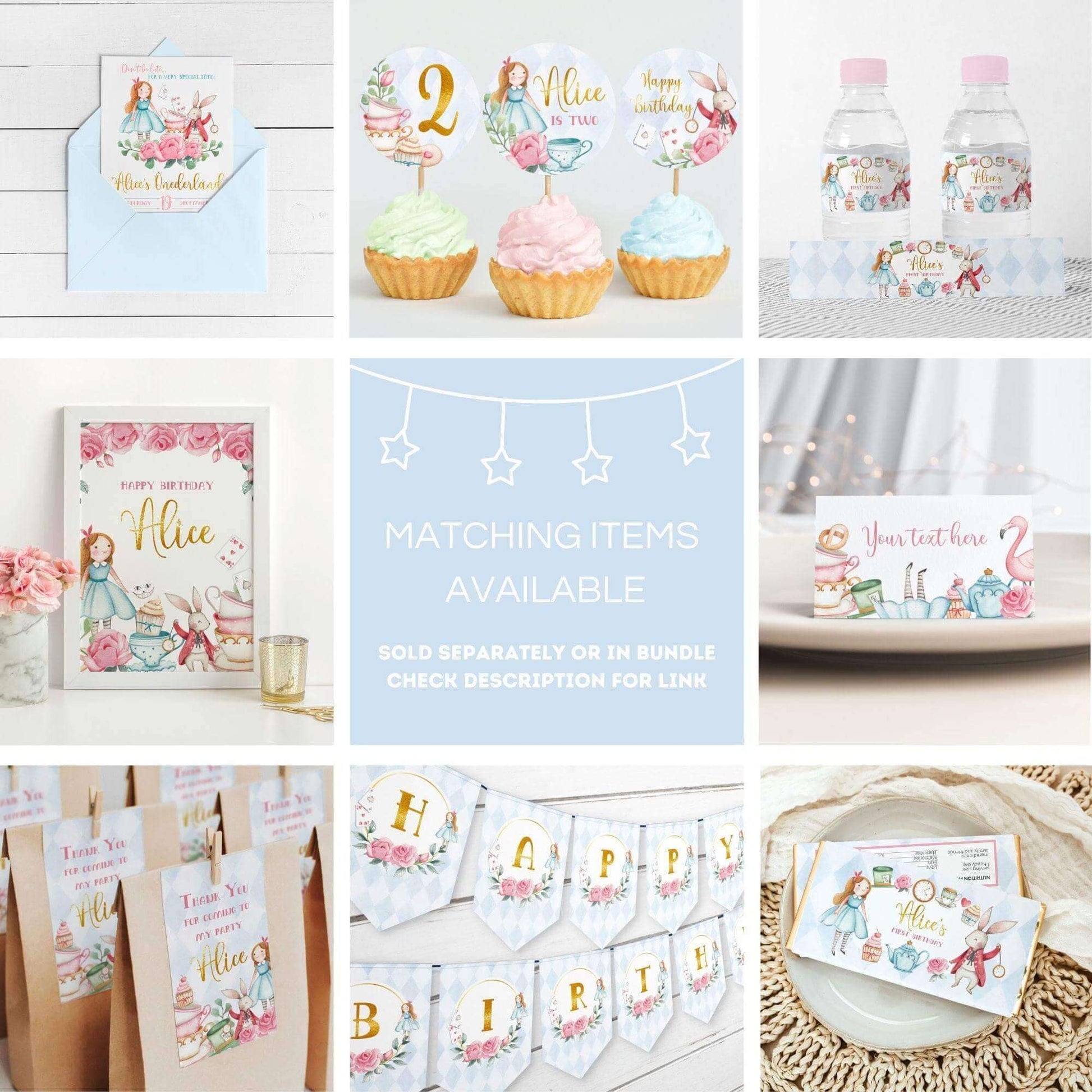 Alice in Wonderland Cake Toppers ☆ Instant Download alice-in-wonderland-cake-toppers-instant-download