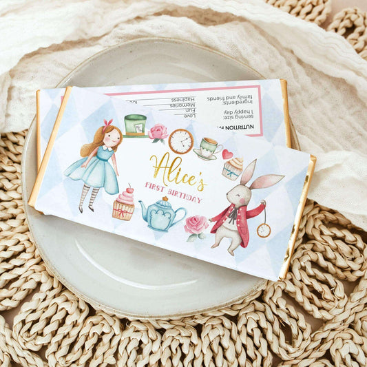 Alice in Wonderland Chocolate Wrapper ★ Instant Download | Editable Text - Digitally Printables