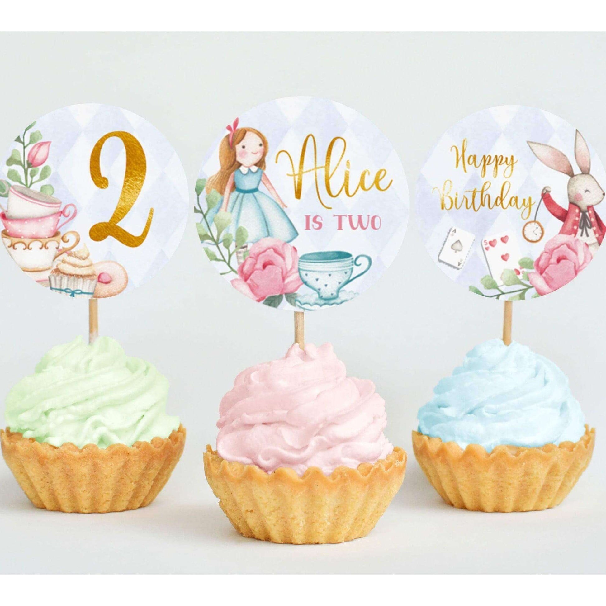 Editable Alice in Wonderland Cake Topper ★ Instant Download | Editable Text