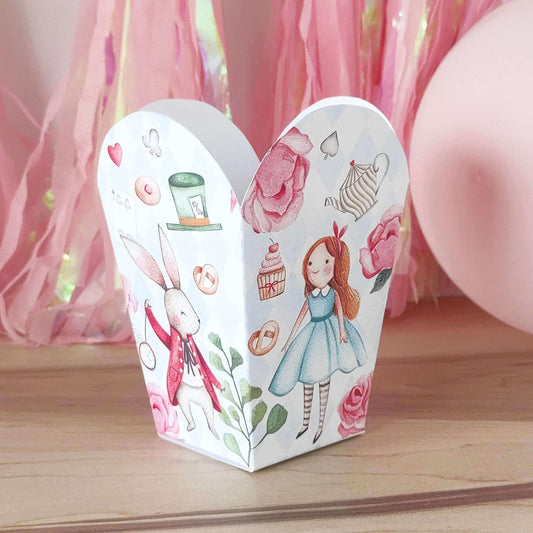 Alice in Wonderland Popcorn Box | ONEderland Favors ★ Instant Download - Digitally Printables