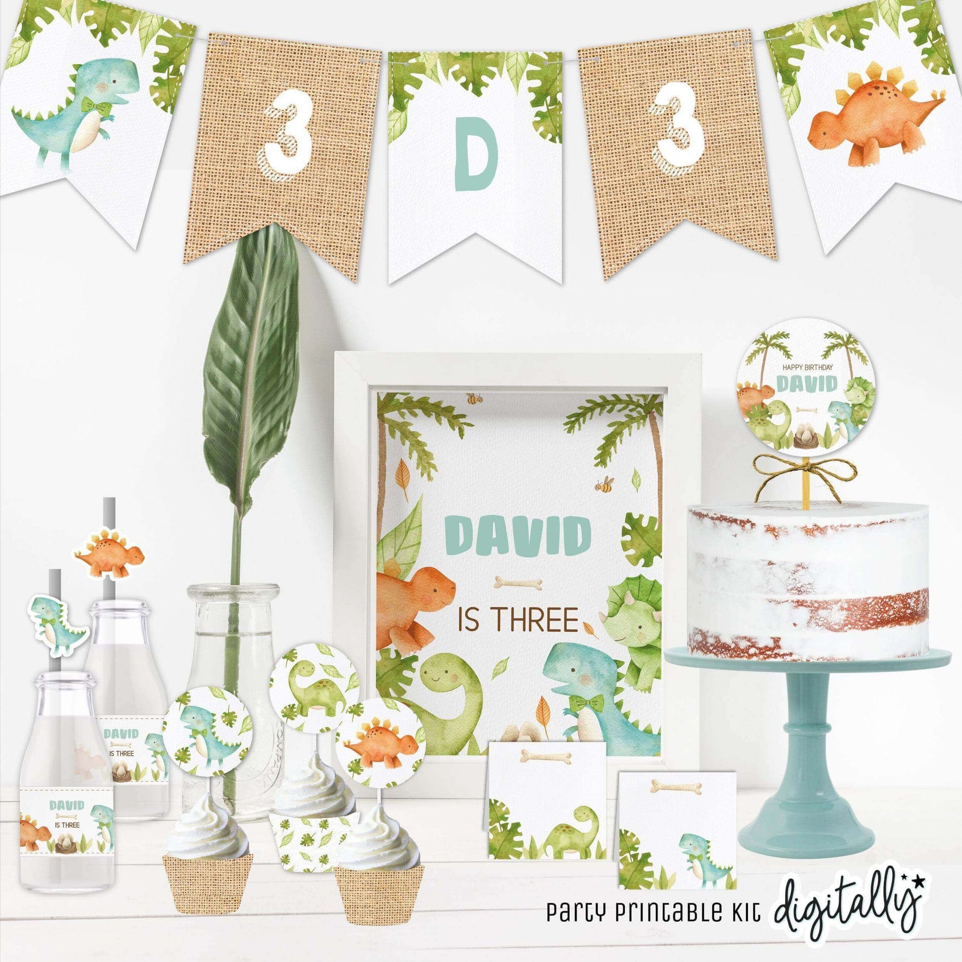 Editable DINOSAURS Birthday Bundle | Printable Dinosaur Complete Party Package