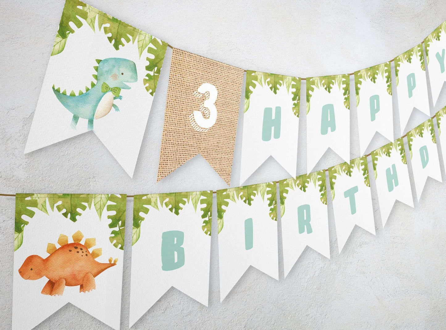 Baby Dinosaurs Bunting Banner ★ Instant Download | Editable Text - Digitally Printables