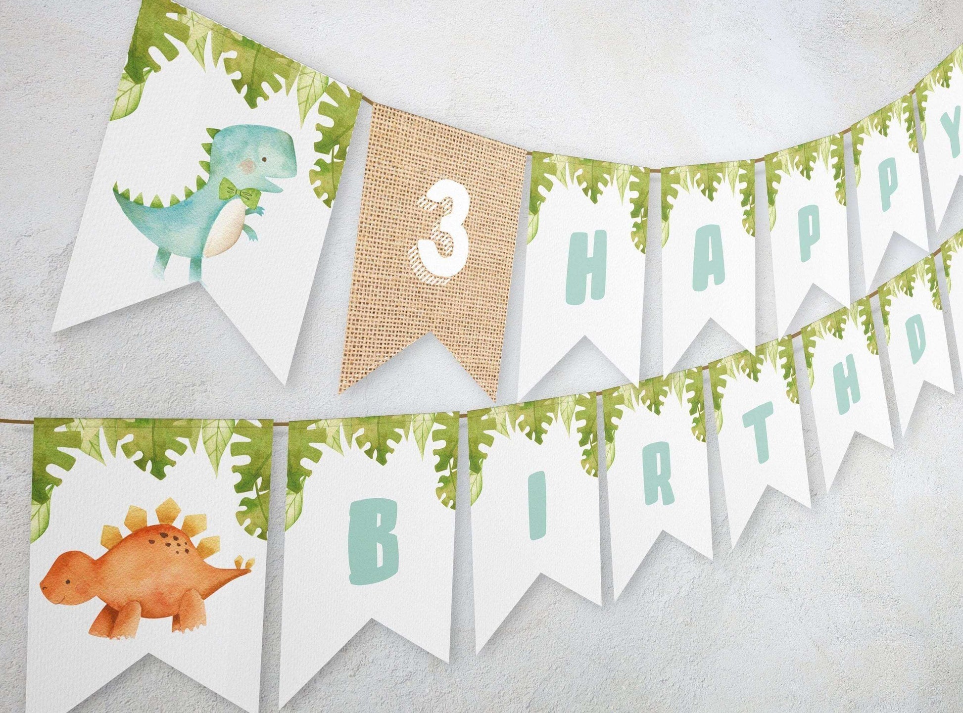 Baby Dinosaurs Bunting Banner ★ Instant Download | Editable Text - Digitally Printables