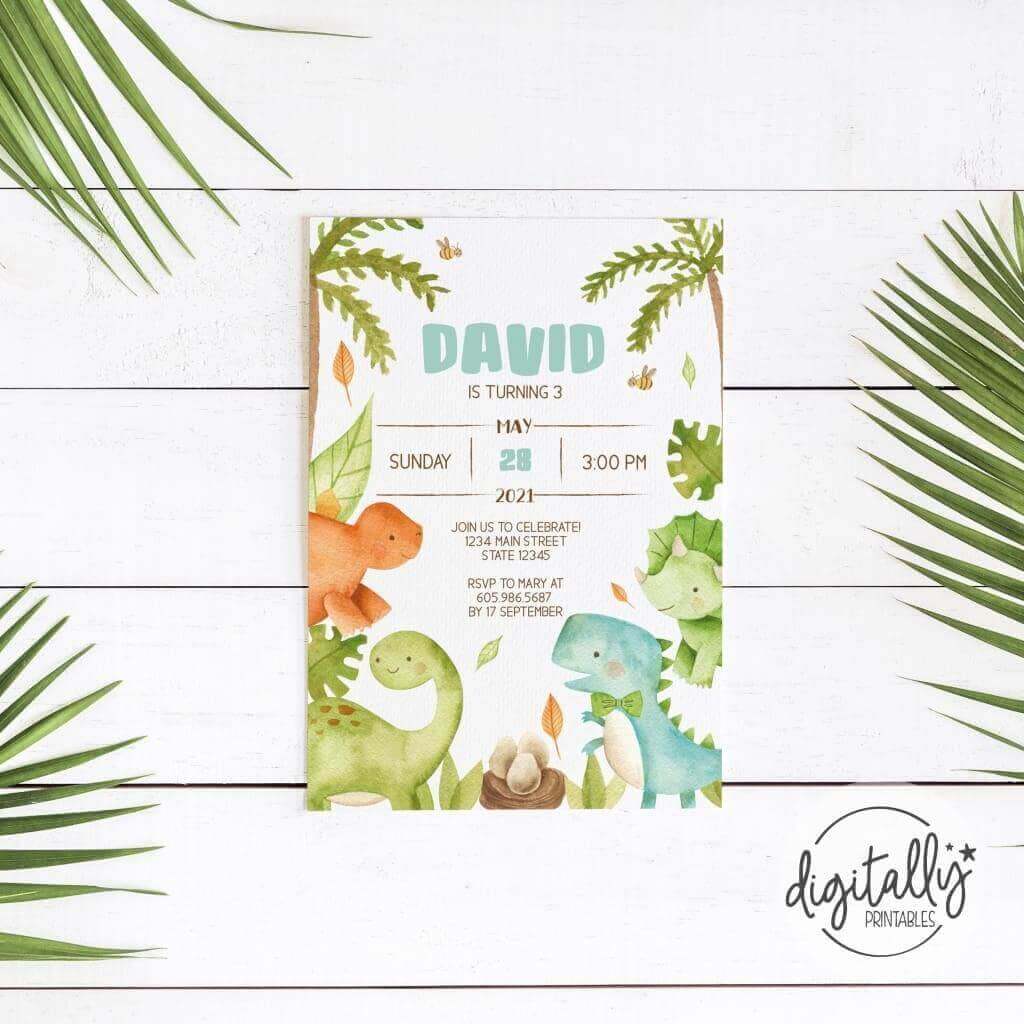 Baby Dinosaurs Party Invitation ★ Instant Download | Editable Text - Digitally Printables