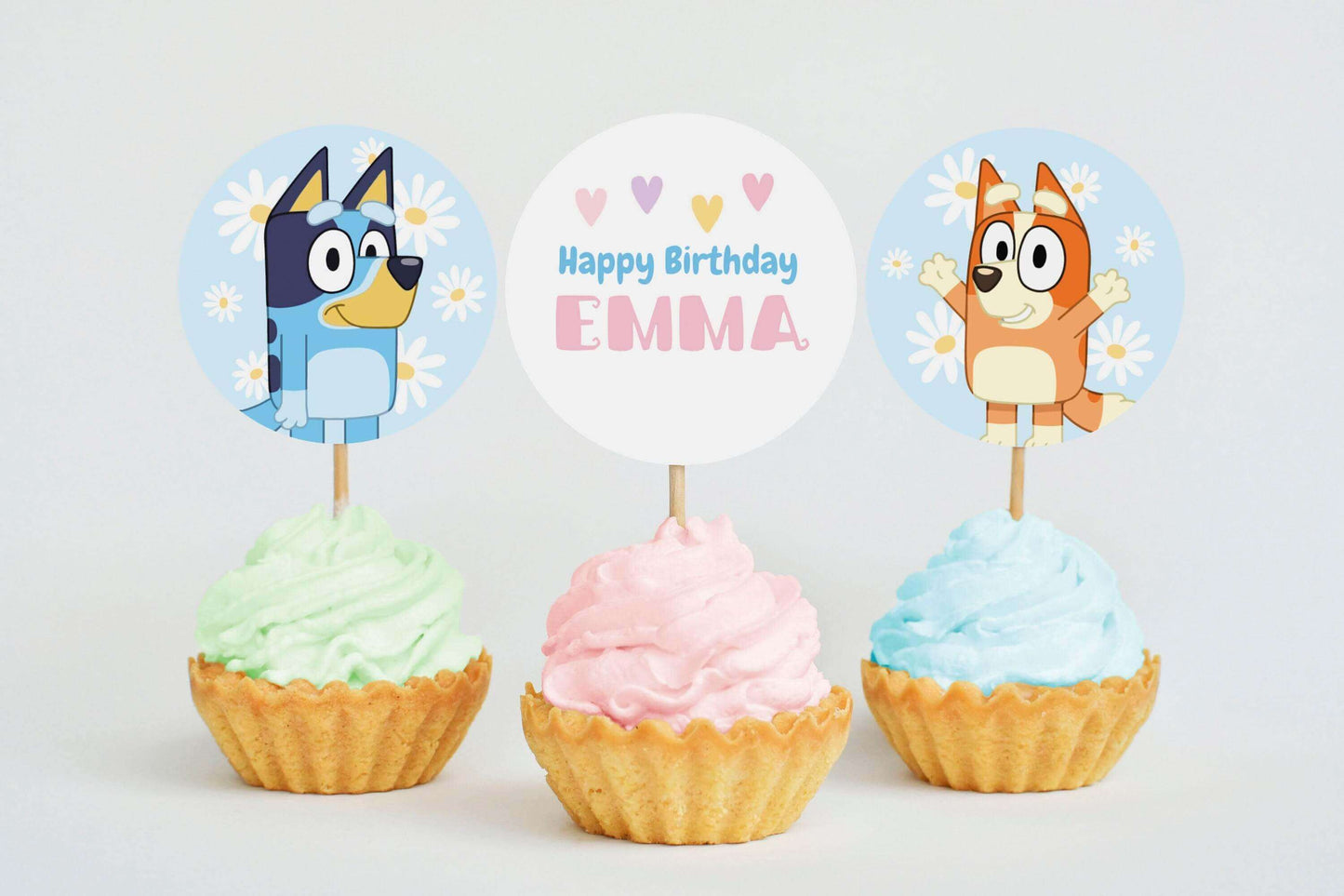Bluey and Bingo Cupcake Toppers ★ Instant Download | Editable Text - Digitally Printables