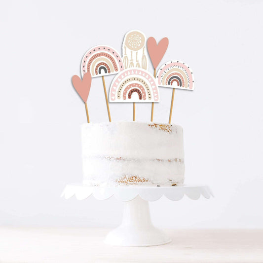 Boho Rainbow Cake Topper, Centerpiece Rainbows ★ Instant Download | Editable Text - Digitally Printables