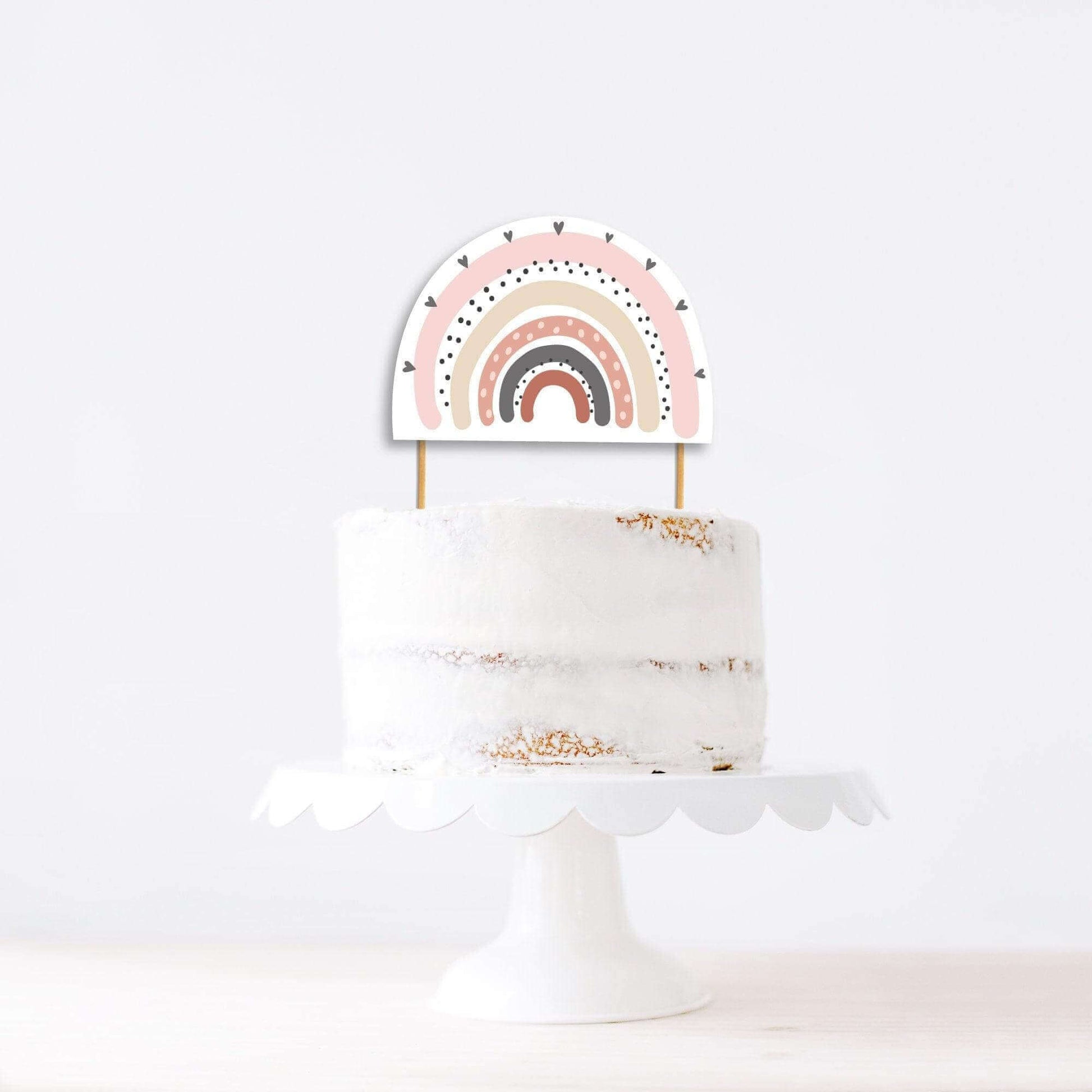 Boho Rainbow Cake Topper or Garland ★ Instant Download | Editable Text - Digitally Printables